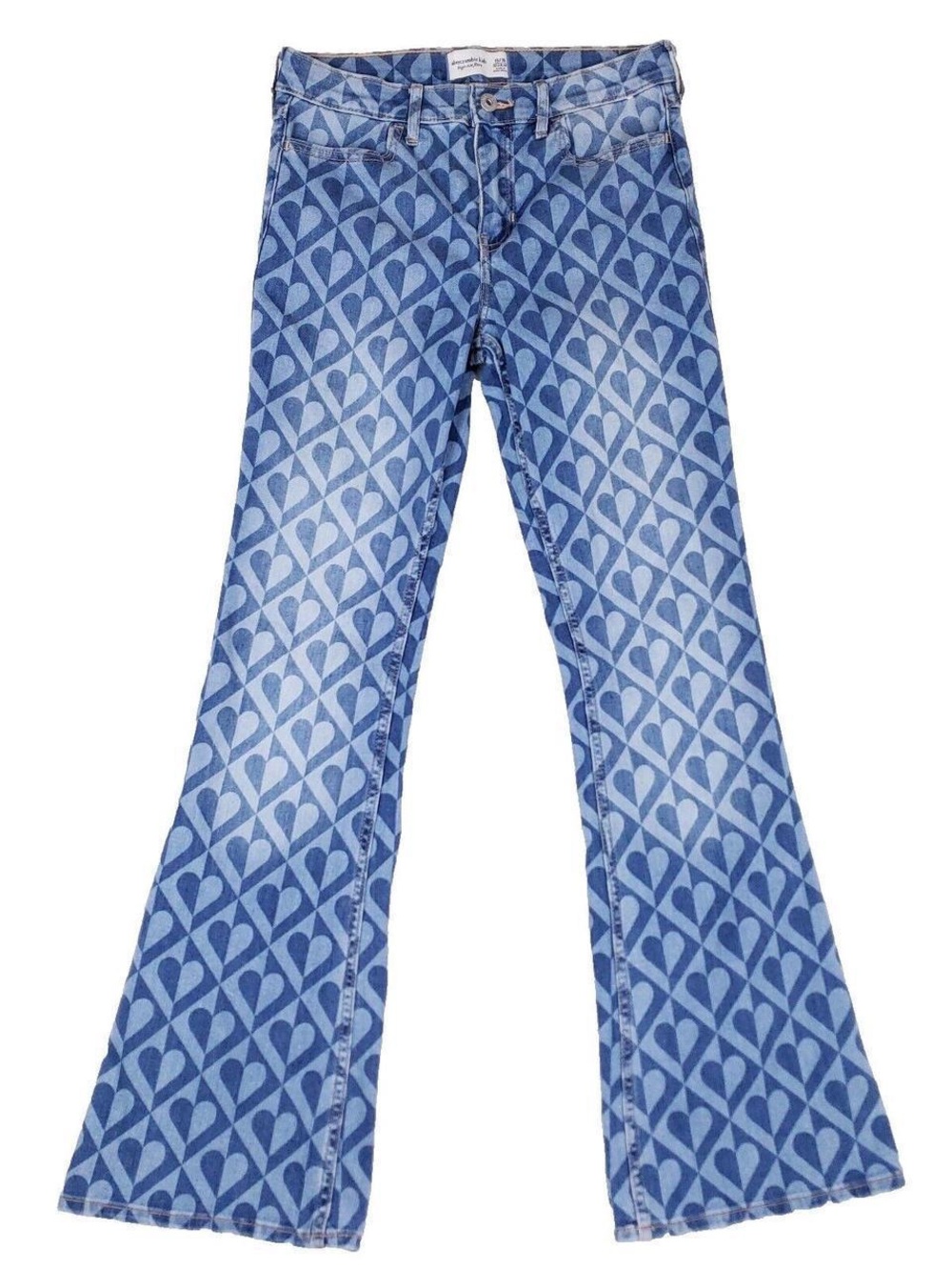 Abercrombie & Fitch Blue Heart-Print Flare Jeans